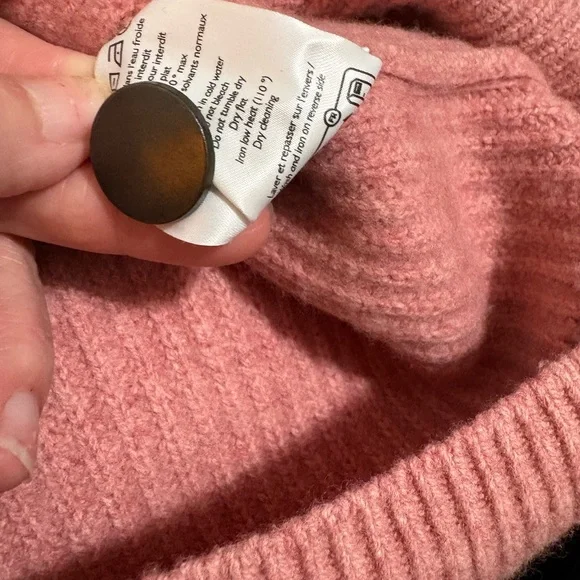 Sézane Pink Wool Cotton Sweater Quater Button Pull Ewen Jumper Rosewood Color - Picture 7 of 10